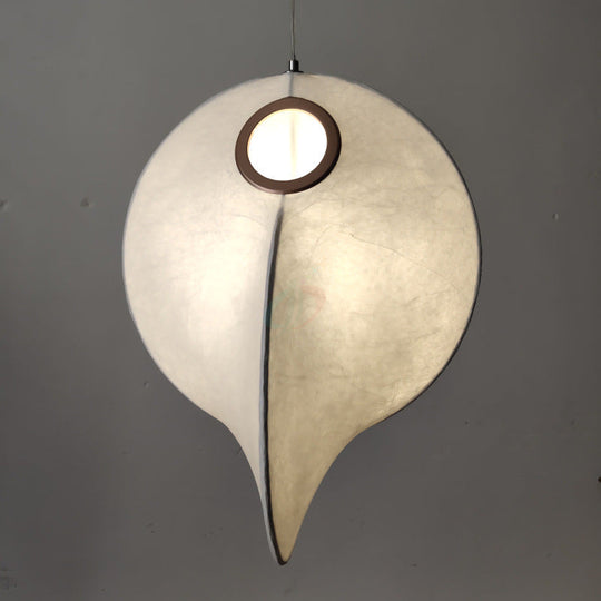 Faux Silk Irregular Shaped Ceiling Hang Light - Designer 1-Light White Pendant For Restaurants