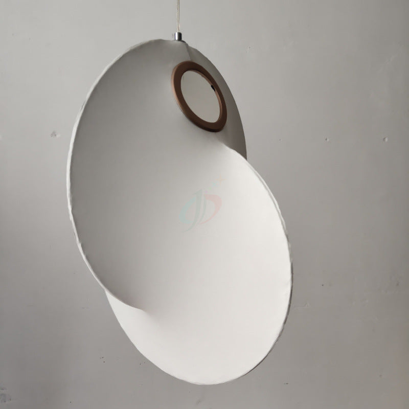 Faux Silk Irregular Shaped Ceiling Hang Light - Designer 1-Light White Pendant For Restaurants