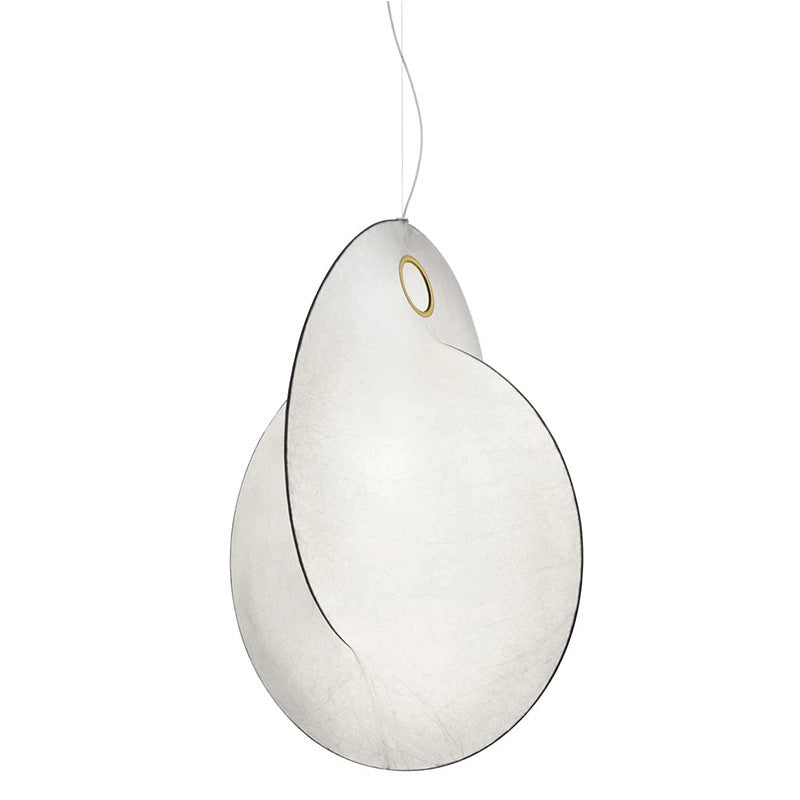 Faux Silk Irregular Shaped Ceiling Hang Light - Designer 1-Light White Pendant For Restaurants