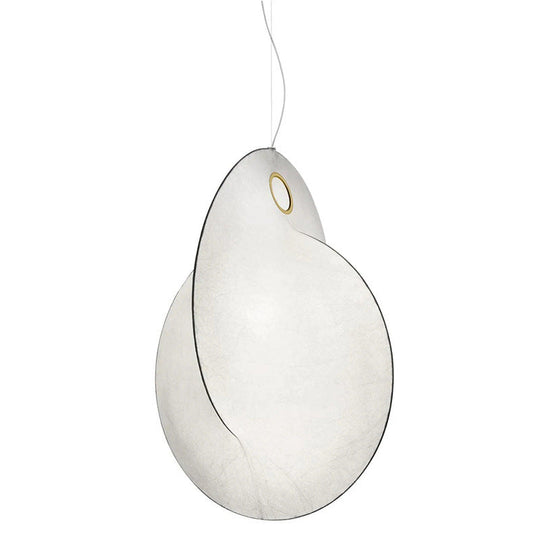 Faux Silk Irregular Shaped Ceiling Hang Light - Designer 1-Light White Pendant For Restaurants