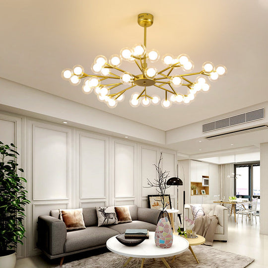 Glowworm Chandelier Light: Dual Glass Nordic Suspension Pendant For Living Room