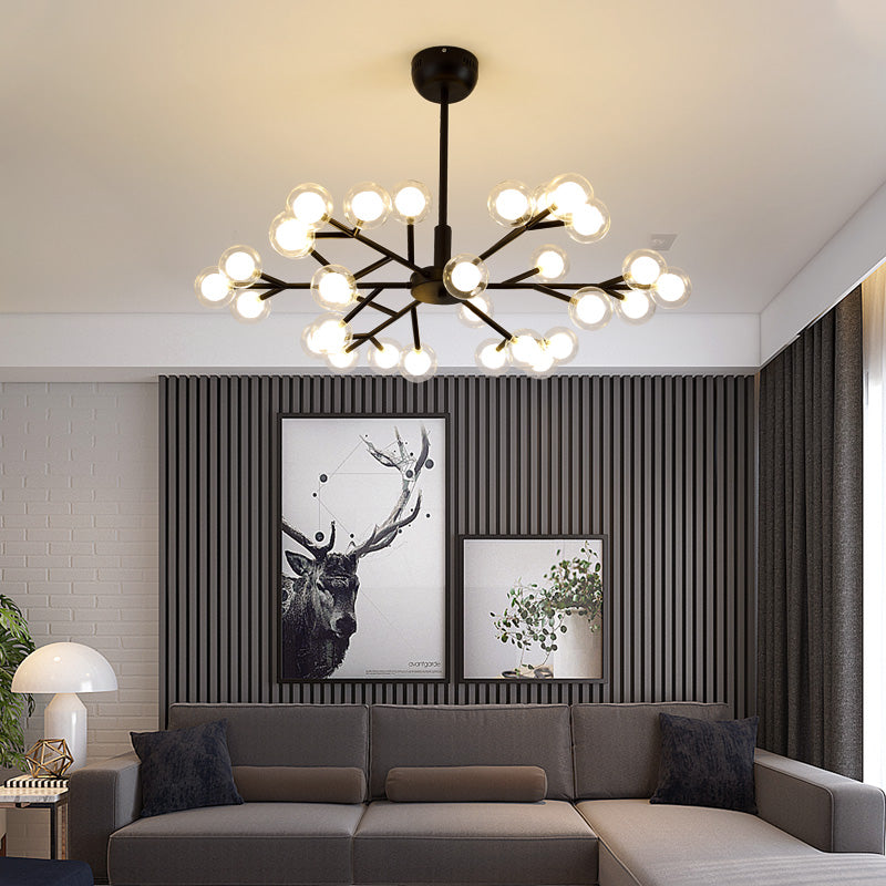 Glowworm Chandelier Light: Dual Glass Nordic Suspension Pendant For Living Room