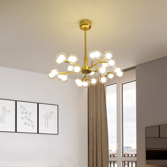 Glowworm Chandelier Light: Dual Glass Nordic Suspension Pendant For Living Room