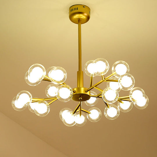 Glowworm Chandelier Light: Dual Glass Nordic Suspension Pendant For Living Room 25 / Gold