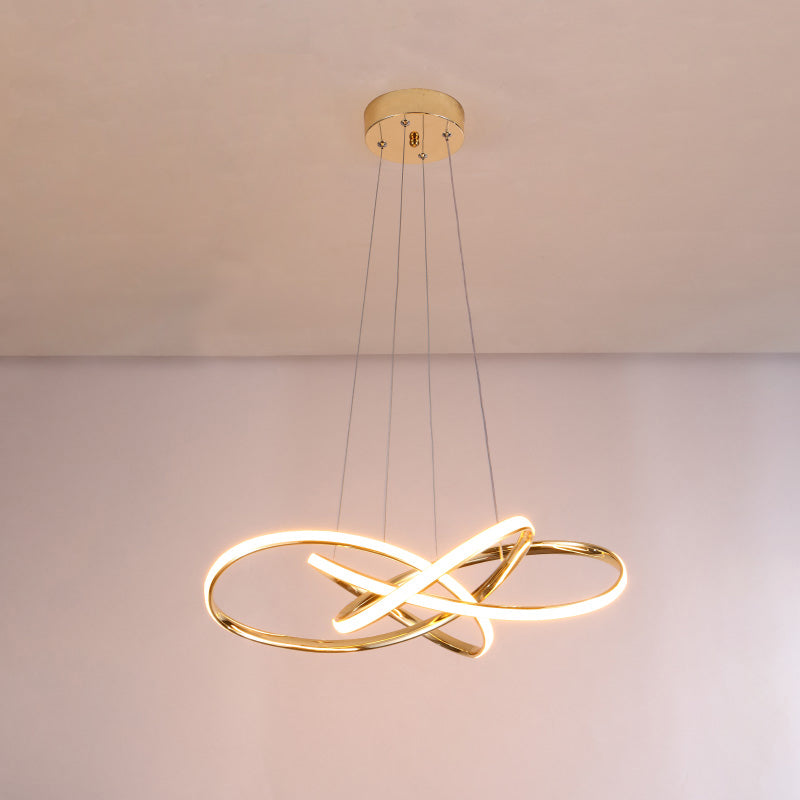 Minimalist Gold-Plated Pendant Chandelier with LED Suspension Light for Restaurants