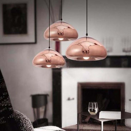 Postmodern Blown Glass Pendant Light - Recessed Shade, 1 Head - Ideal for Restaurants and Ceilings