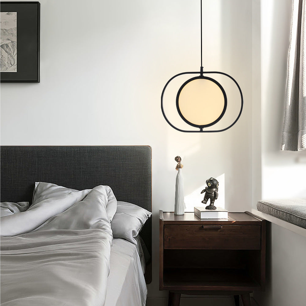 Minimalistic LED Pendant Lamp in Black for Bedside with Acrylic Shade