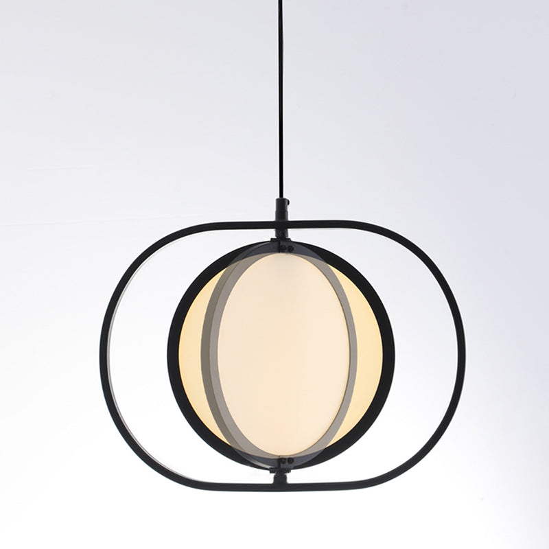 Minimalistic LED Pendant Lamp in Black for Bedside with Acrylic Shade