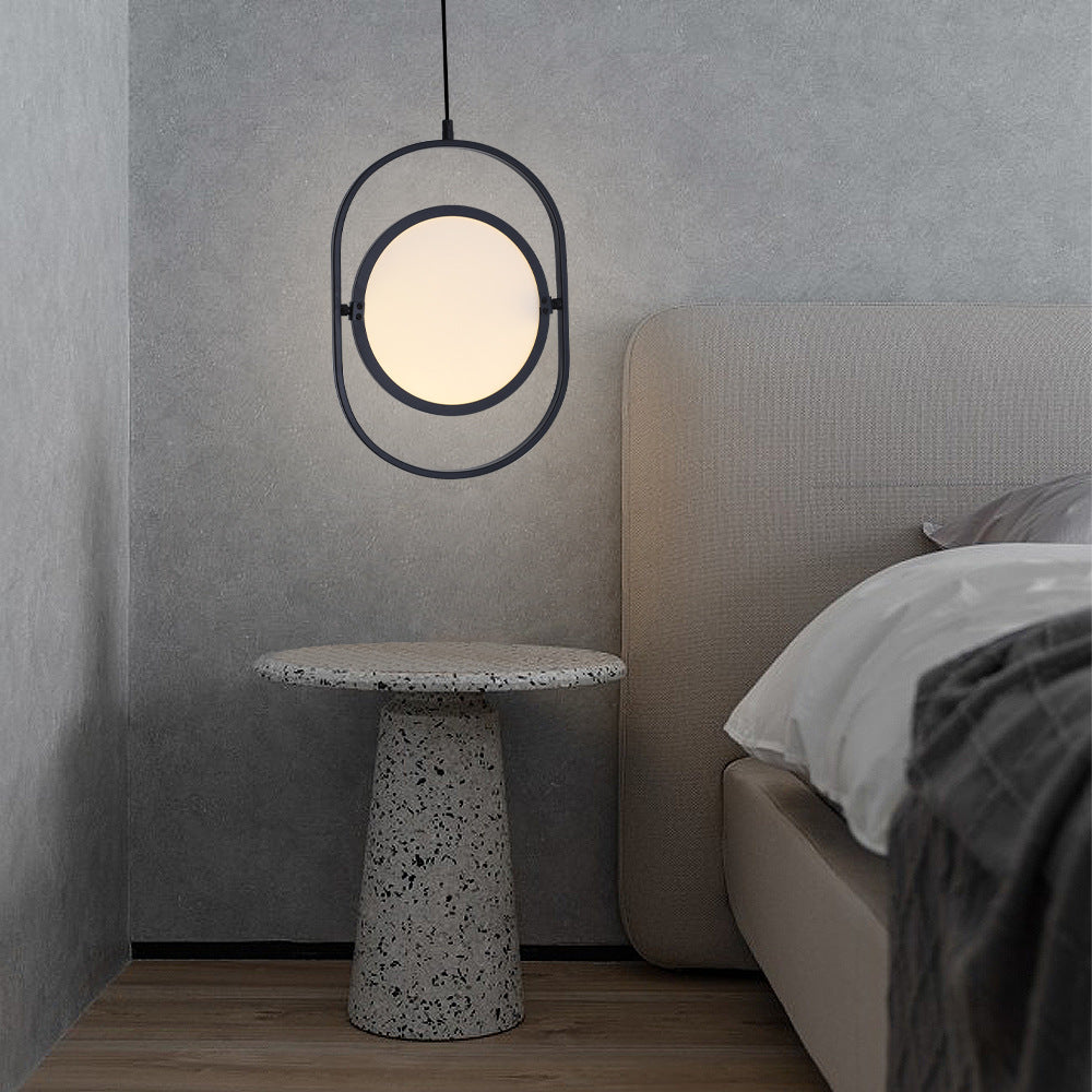 Minimalistic LED Pendant Lamp in Black for Bedside with Acrylic Shade