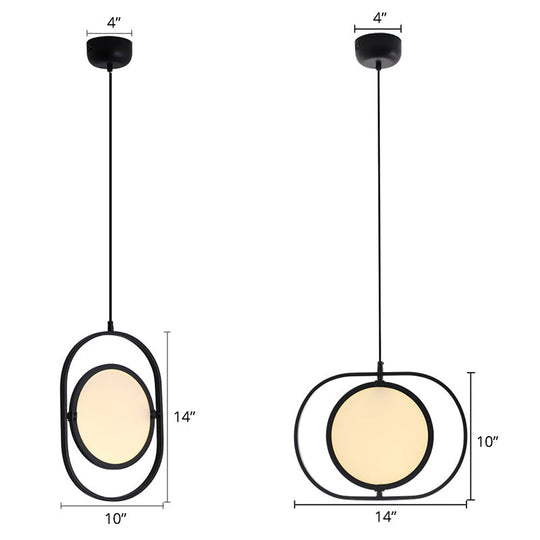 Minimalistic LED Pendant Lamp in Black for Bedside with Acrylic Shade