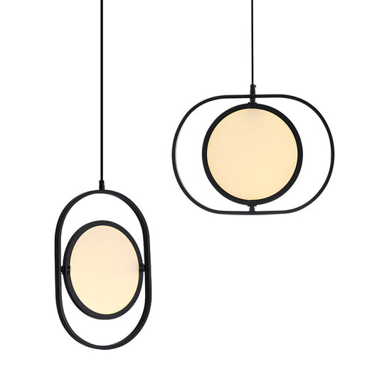 Black Minimalistic Led Pendant Lamp - Sleek Acrylic Bedside Hanging Light Fixture