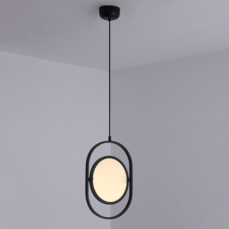 Minimalistic LED Pendant Lamp in Black for Bedside with Acrylic Shade