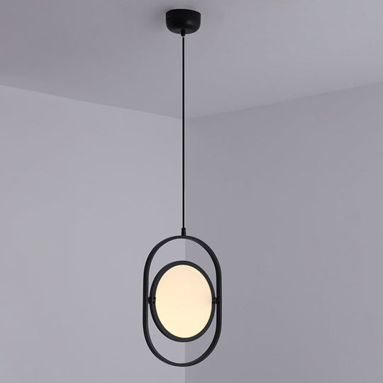 Minimalistic LED Pendant Lamp in Black for Bedside with Acrylic Shade