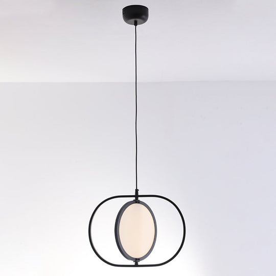 Black Minimalistic Led Pendant Lamp - Sleek Acrylic Bedside Hanging Light Fixture / Horizontal