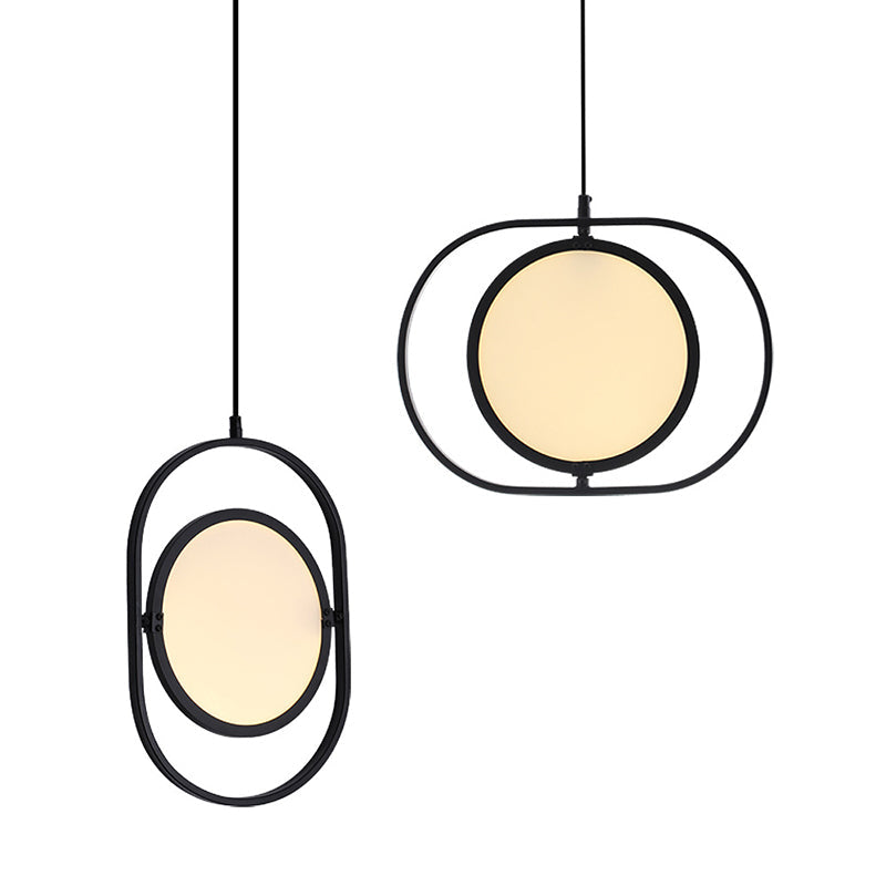 Minimalistic LED Pendant Lamp in Black for Bedside with Acrylic Shade