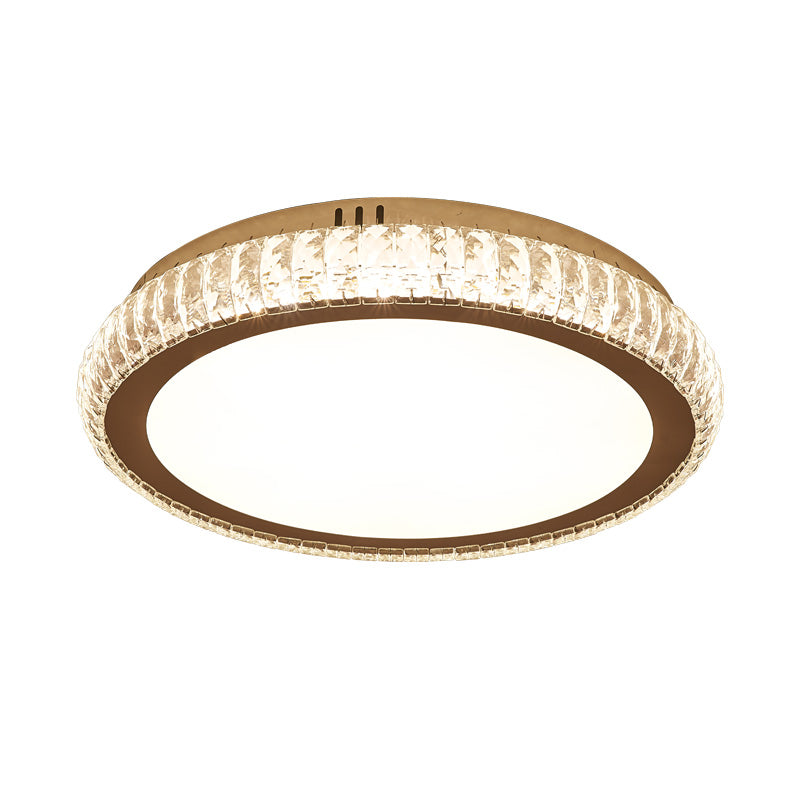 Prismatic K9 Crystal Ceiling Light: Elegant White Flush Mount LED for Bedroom