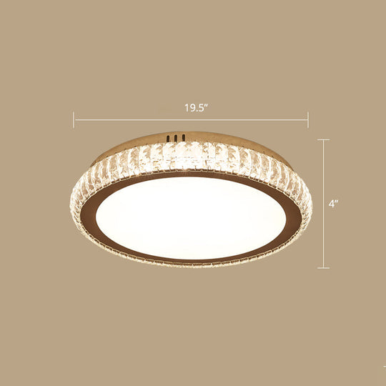 Prismatic K9 Crystal Ceiling Light: Elegant White Flush Mount LED for Bedroom