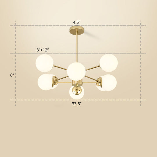 Opal Glass Radial Chandelier - Postmodern Style Pendant Light For Living Room