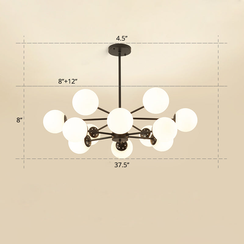 Opal Glass Radial Chandelier - Postmodern Pendant Light for Living Room