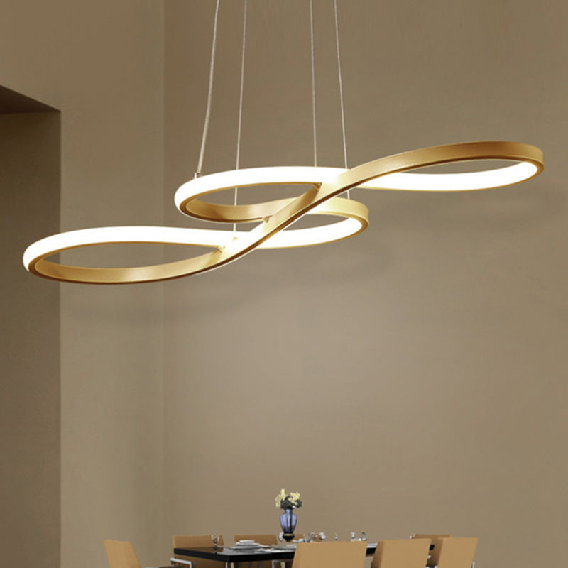 Sleek Led Pendant Chandelier: Metal Musical Note Shape For Table Suspensions