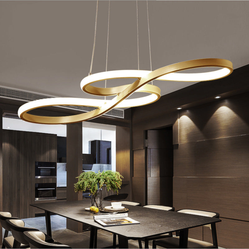Sleek Led Pendant Chandelier: Metal Musical Note Shape For Table Suspensions