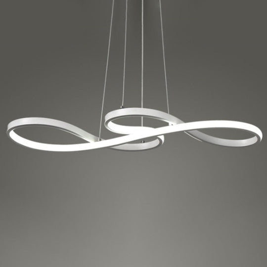 Sleek Led Pendant Chandelier: Metal Musical Note Shape For Table Suspensions White / 29.5 Warm