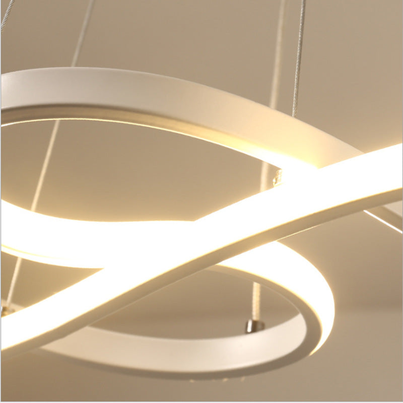 Sleek Led Pendant Chandelier: Metal Musical Note Shape For Table Suspensions