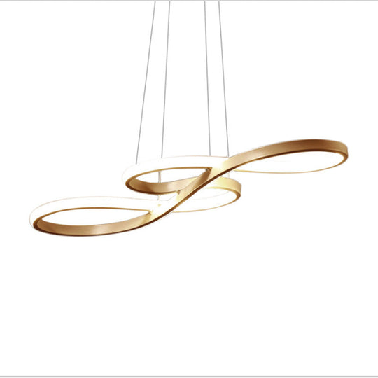 Sleek Led Pendant Chandelier: Metal Musical Note Shape For Table Suspensions Gold / 24.5 White