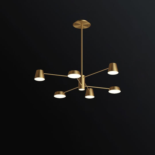 Brass Conical Led Chandelier: Stylish Postmodern Suspension Light For Living Room 6 /