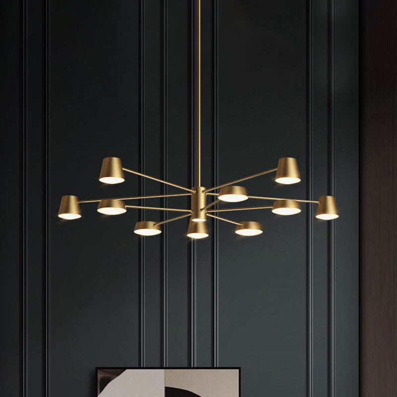 Brass Conical Led Chandelier: Stylish Postmodern Suspension Light For Living Room 10 /