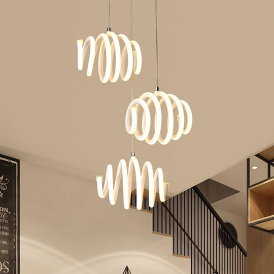 Twisted Suspension Pendant Acrylic LED Ceiling Light - Minimalist Dining Room Lighting in Warm/White