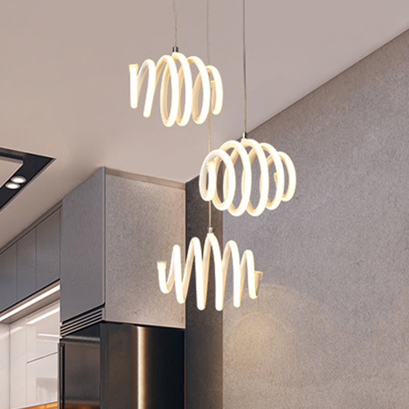 Twisted Suspension Pendant Acrylic LED Ceiling Light - Minimalist Dining Room Lighting in Warm/White