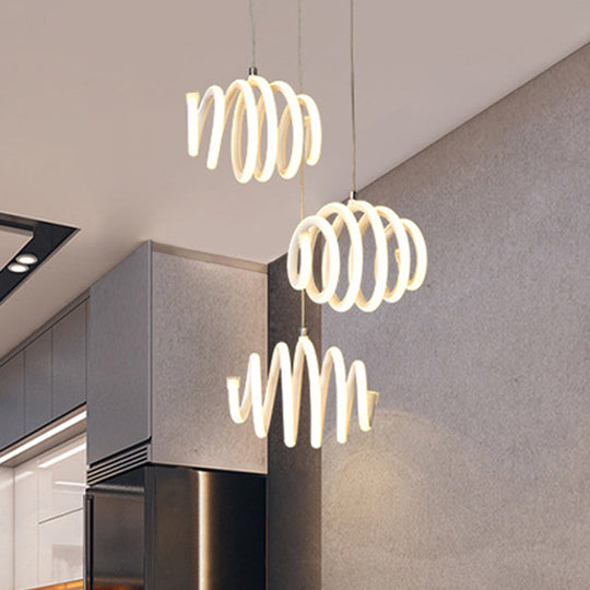 Twisted Suspension Pendant Acrylic LED Ceiling Light - Minimalist Dining Room Lighting in Warm/White