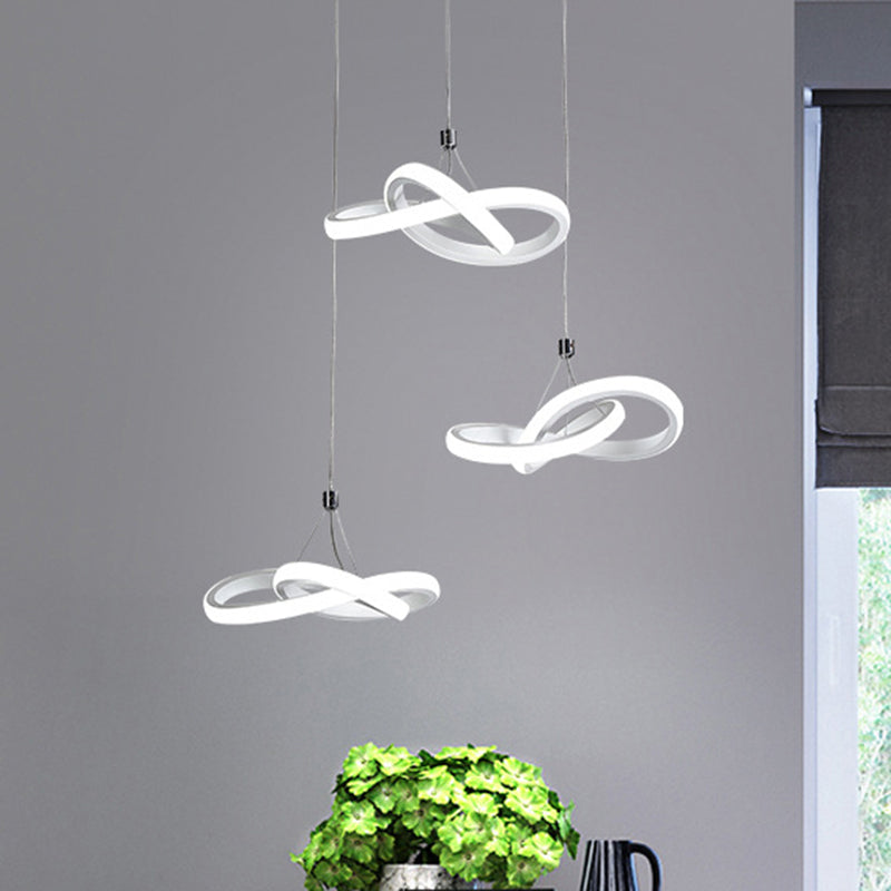 Twisting Island LED Pendant Ceiling Light - 3/4 Heads, Acrylic, Warm/White Light