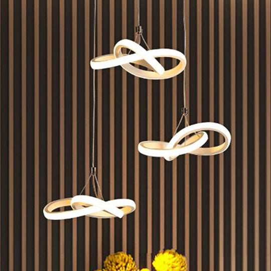 Twisting Island LED Pendant Ceiling Light - 3/4 Heads, Acrylic, Warm/White Light