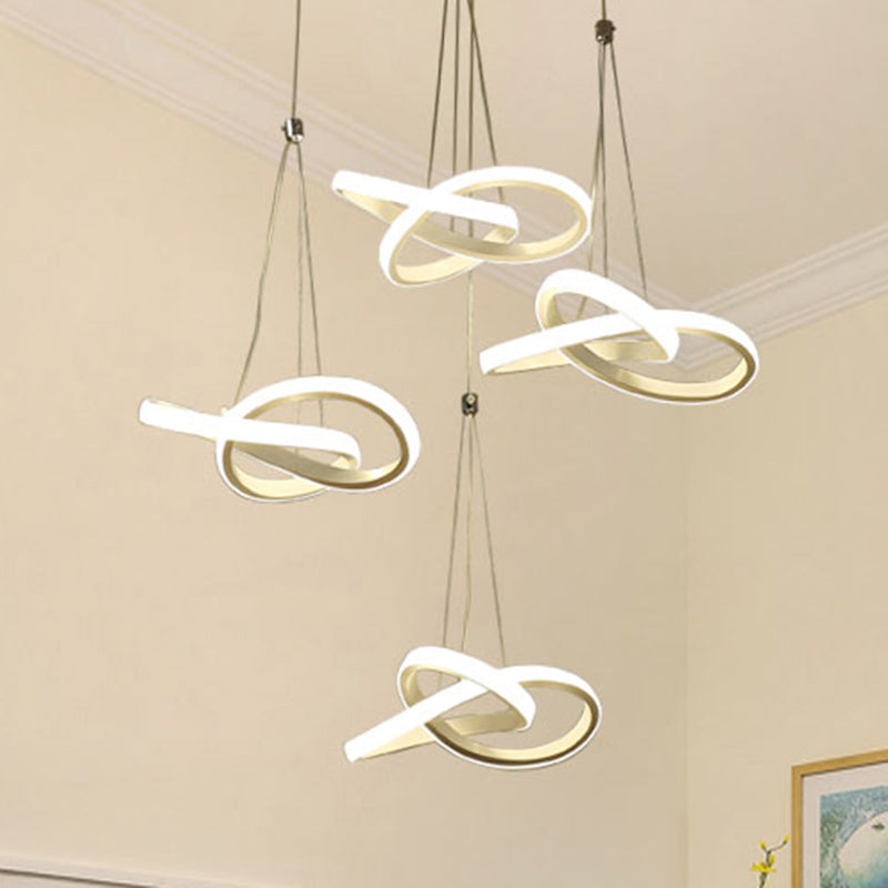 Twisting Island LED Pendant Ceiling Light - 3/4 Heads, Acrylic, Warm/White Light