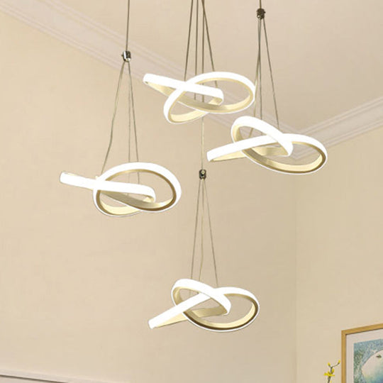 Twisting Island LED Pendant Ceiling Light - 3/4 Heads, Acrylic, Warm/White Light