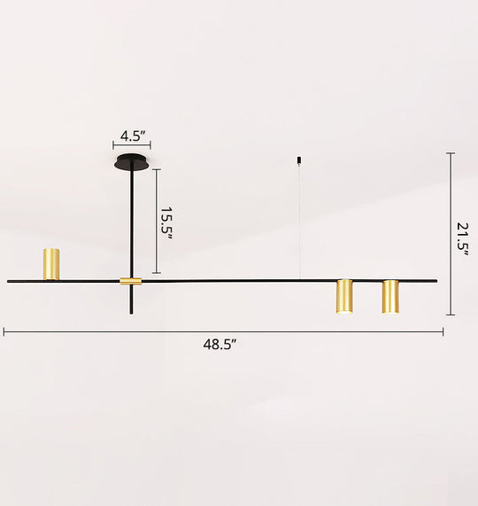 Modern Black and Gold Chandelier with Cross Arm Design – Stylish Living Room Hanging Light