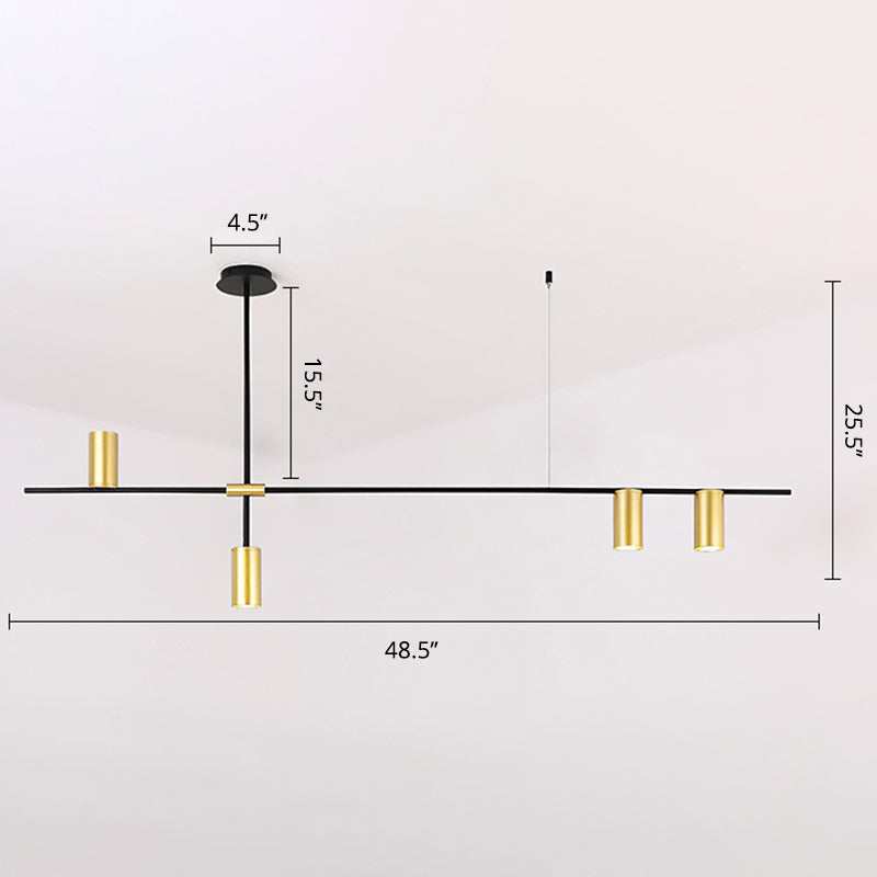 Modern Black and Gold Chandelier with Cross Arm Design – Stylish Living Room Hanging Light