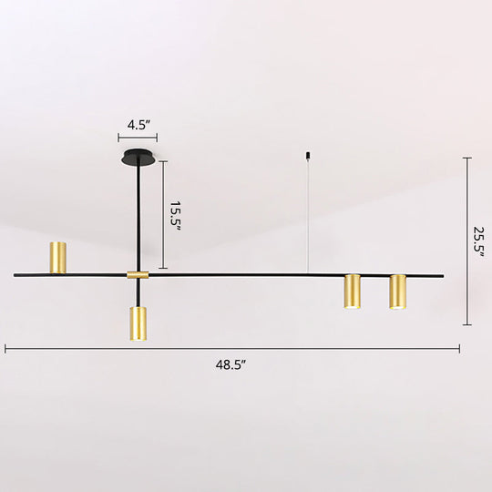 Postmodern Metal Cross Arm Chandelier In Black And Gold - Elegant Living Room Spotlight