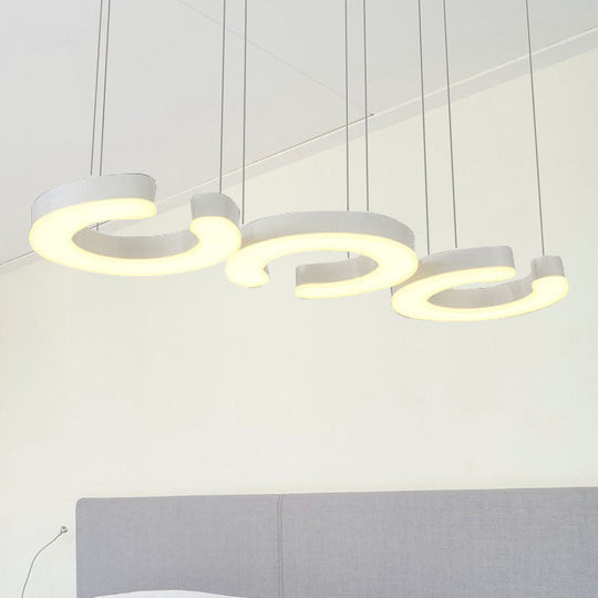 C-Shaped Hanging Led Pendant Lamp With Minimalist Metal Design In Warm/White Light