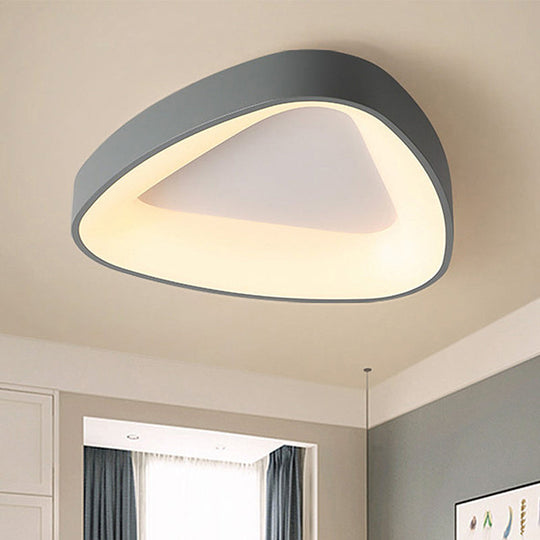 Nordic LED Grey Triangle Ceiling Fixture in White/Warm/Natural Light, Flush Mount, Acrylic Shade