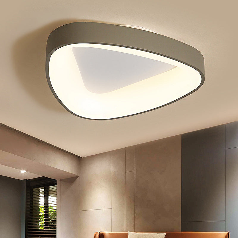 Nordic LED Grey Triangle Ceiling Fixture in White/Warm/Natural Light, Flush Mount, Acrylic Shade
