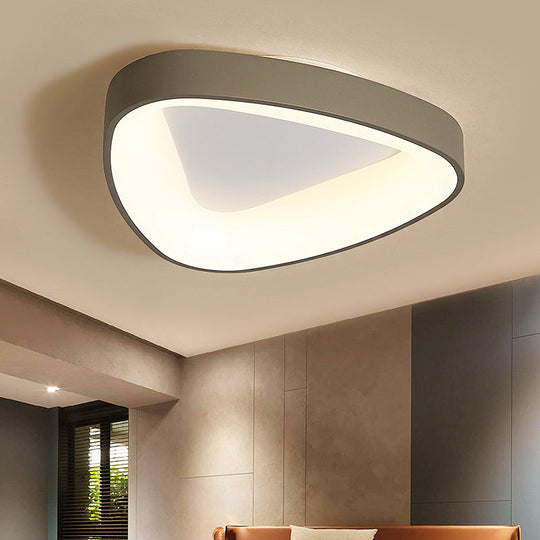 Nordic LED Grey Triangle Ceiling Fixture in White/Warm/Natural Light, Flush Mount, Acrylic Shade