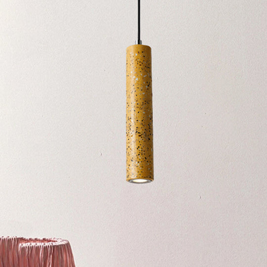 Nordic Concrete Pendant Light - 1-Light Black/White/Yellow Suspension
