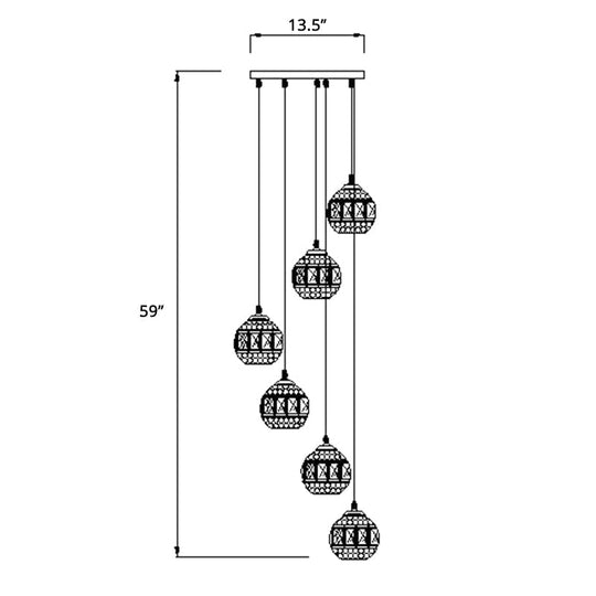 Modern Gold Crystal Pendant Light Fixture For Staircase 6 / Spiral