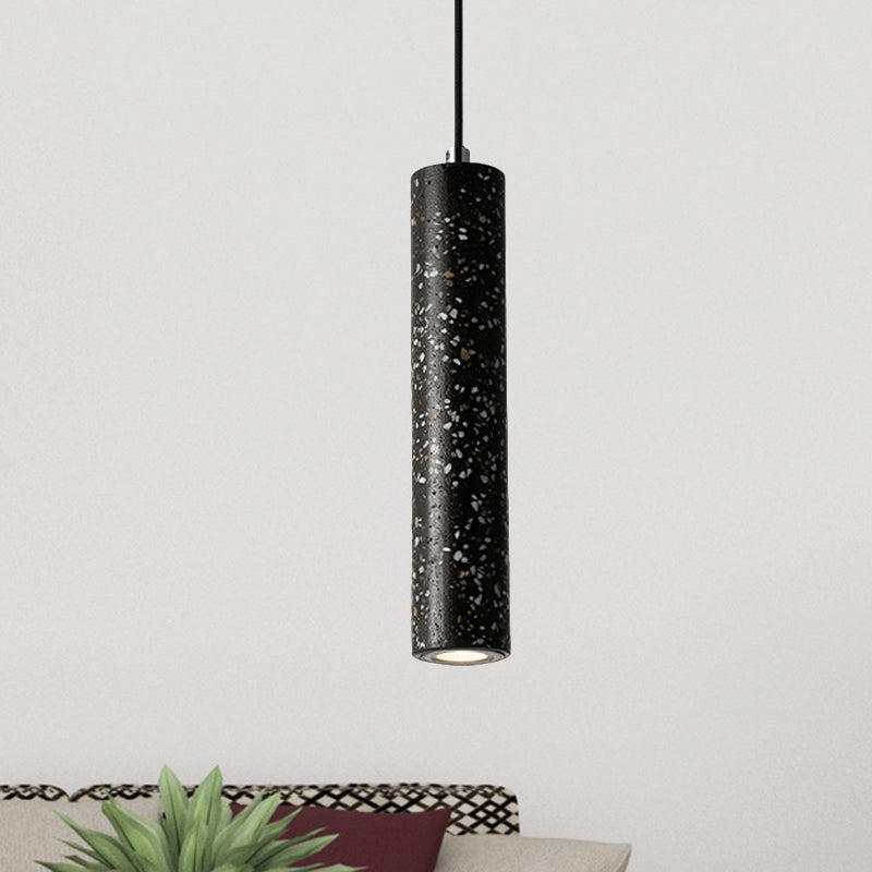 Nordic Concrete Pendant Light - 1-Light Black/White/Yellow Suspension