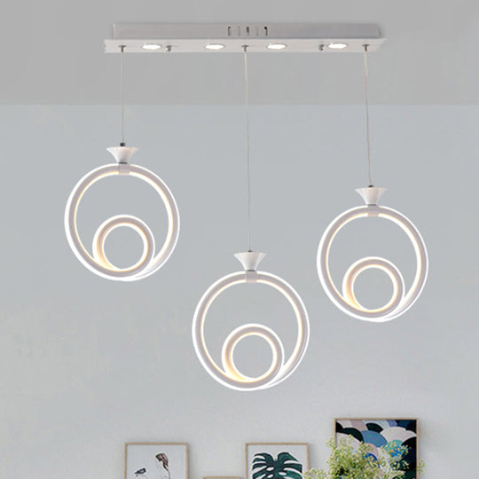 Contemporary Multi-Ring Pendant Light for Kitchen - 3/5-Head Cluster Design with Acrylic and Warm/White/Natural Light