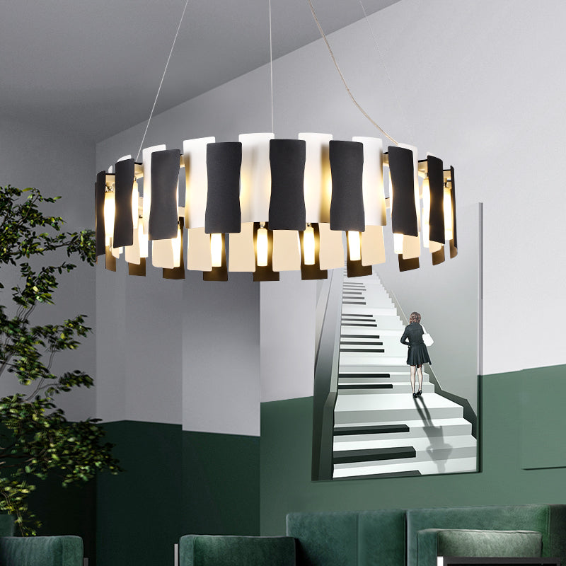 Postmodern Black and White Circular Chandelier Pendant Light for Living Room