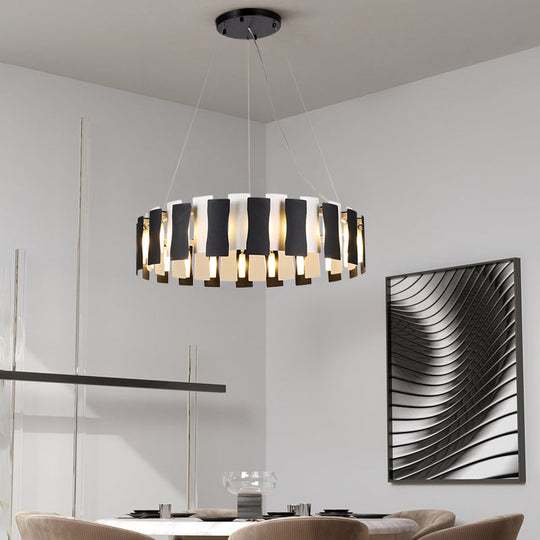 Postmodern Black and White Circular Chandelier Pendant Light for Living Room